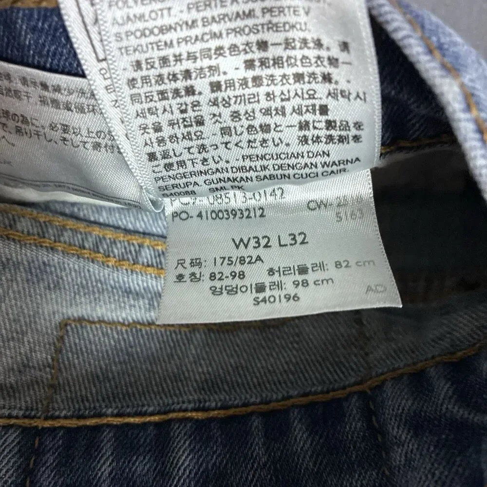 Levis Strauss 513 Men Slim Straight Fit Denim Jeans Light Wash Blue Cotton 32x32